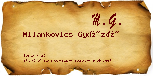 Milankovics Győző névjegykártya